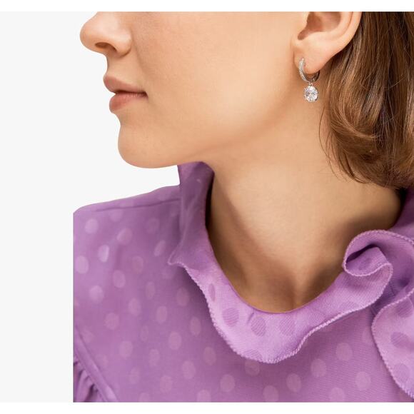 Kate Spade That Sparkle Pavé Mini Hoops Silver - Picture 5 of 6